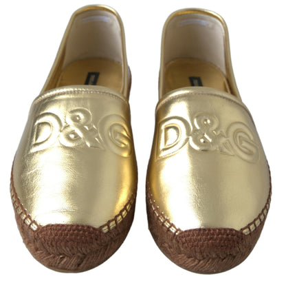 Golden Elegance Leather Espadrilles