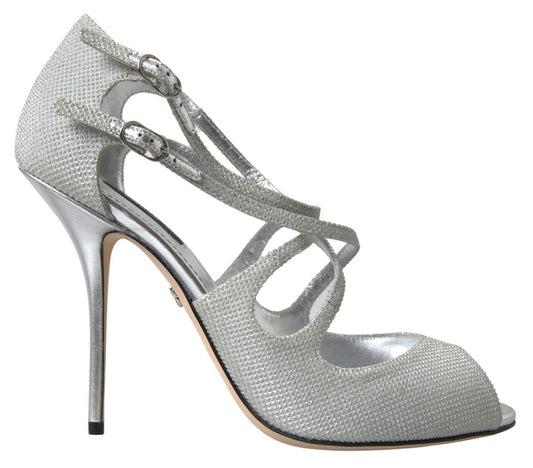 Elegant Shimmering Silver High-Heeled Sandals