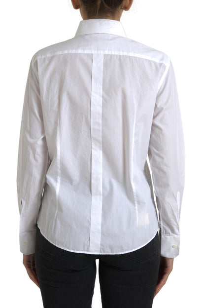 Elegant White Cotton Collared Top