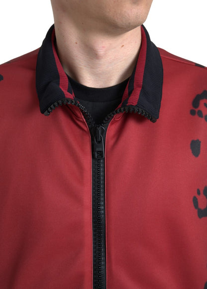 Red Leopard Print Bomber Jacket