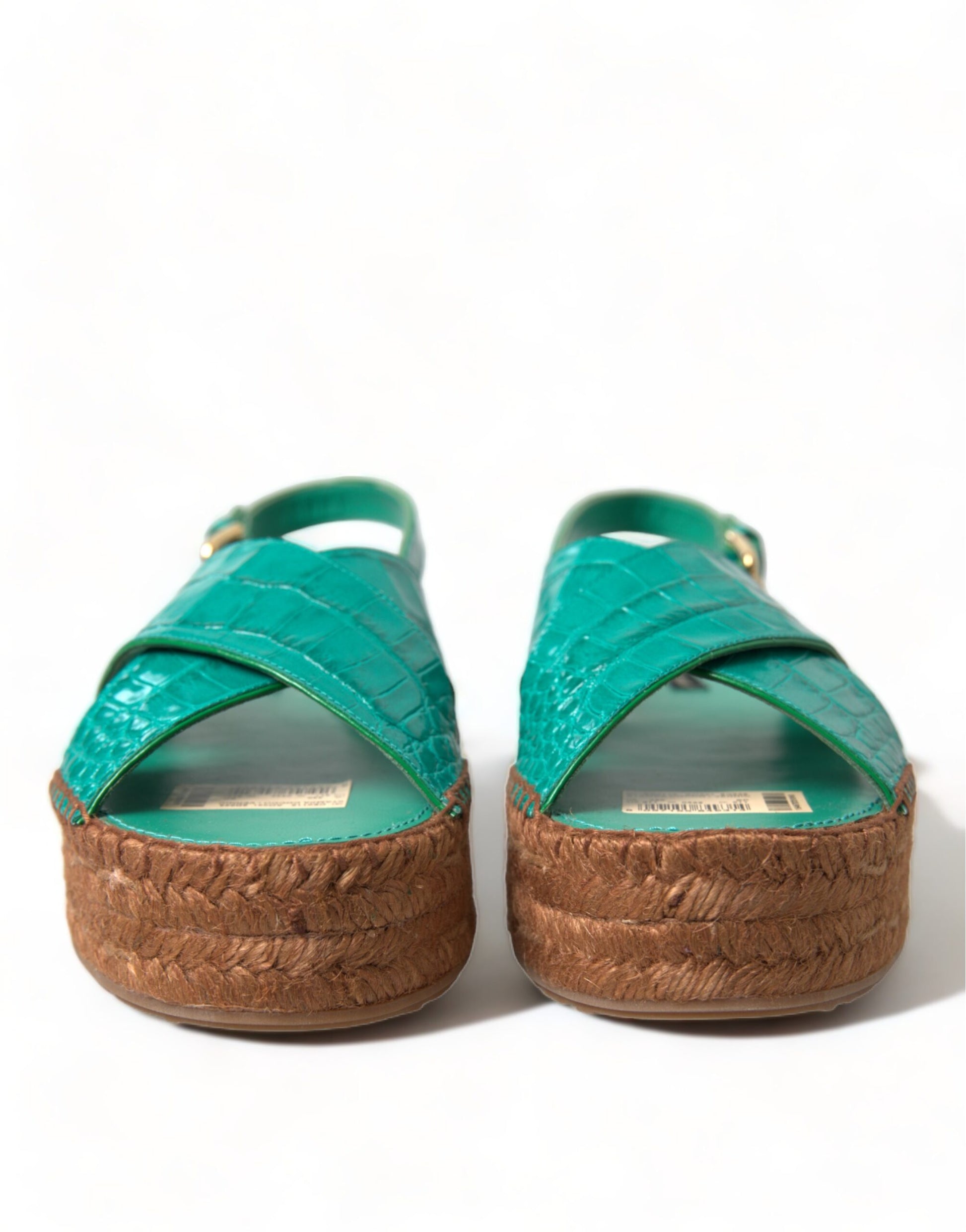 Elegant Green Espadrille Platform Sandals