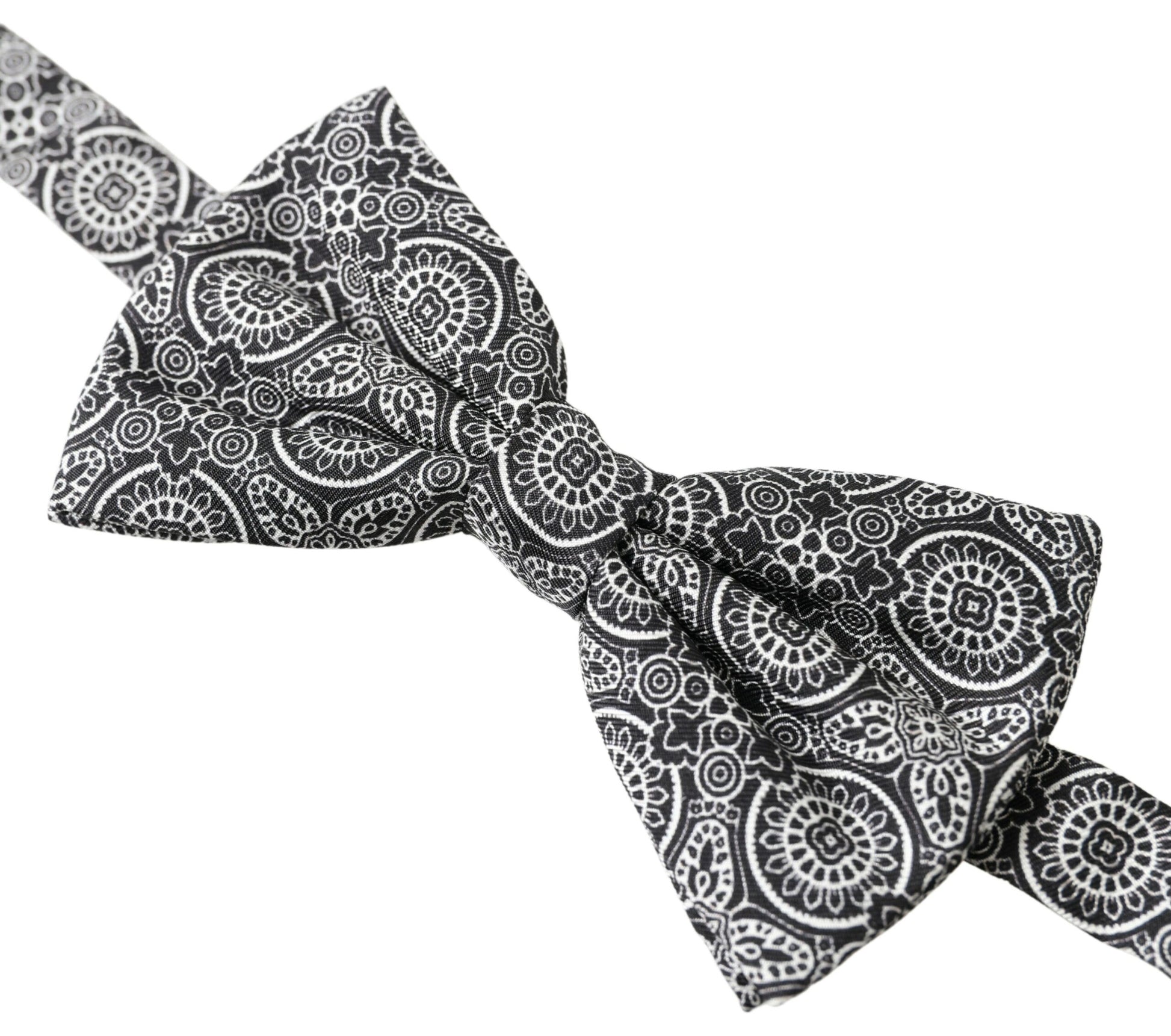 Elegant Black & White Silk Bow Tie