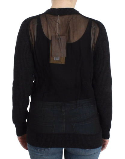 Chic Transparent Back Woolen Cardigan