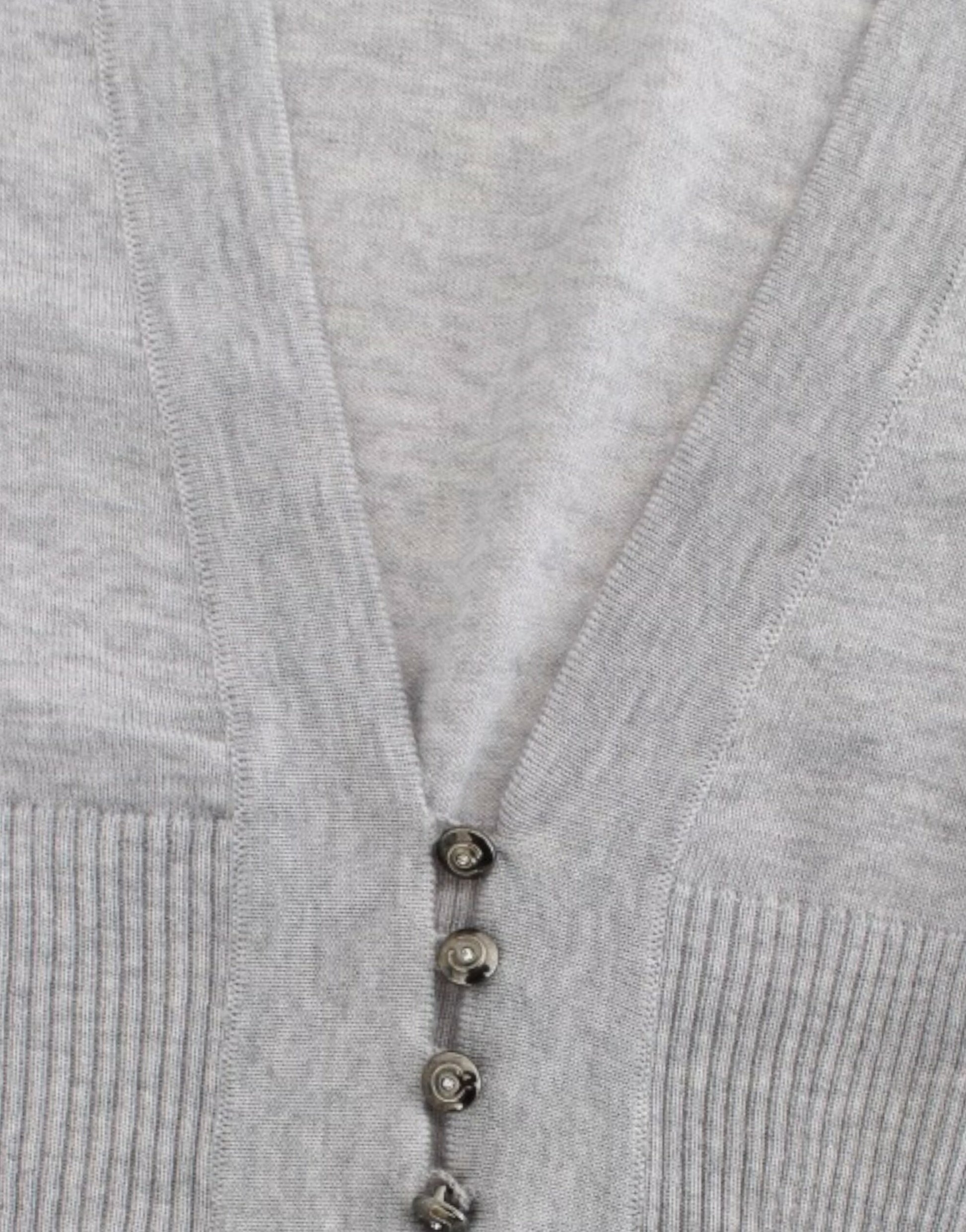 Cropped Virgin Wool Cardigan in Chic Gray