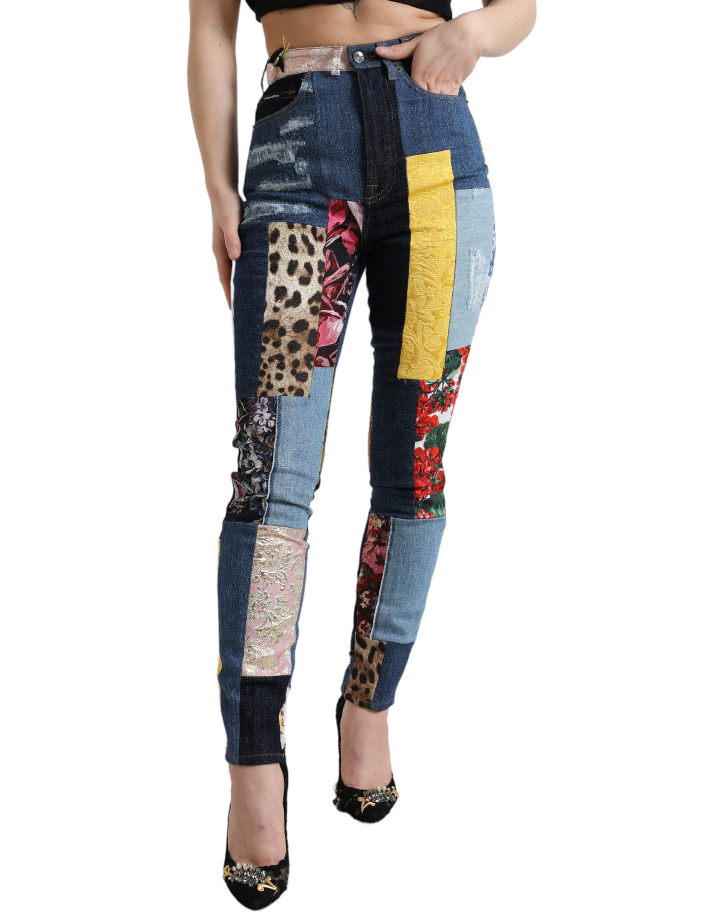 Vibrant Patchwork Skinny Jeans