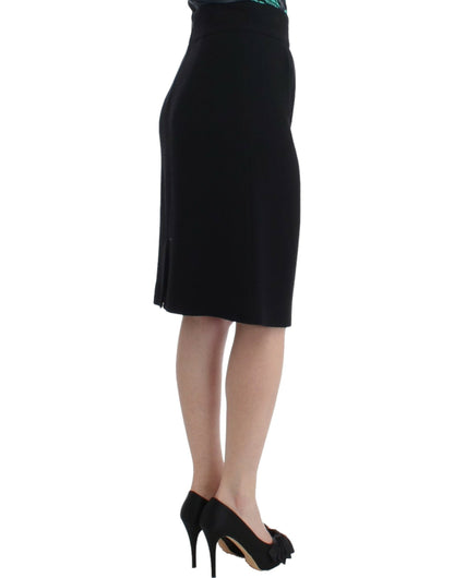 Elegant Black Wool Pencil Skirt