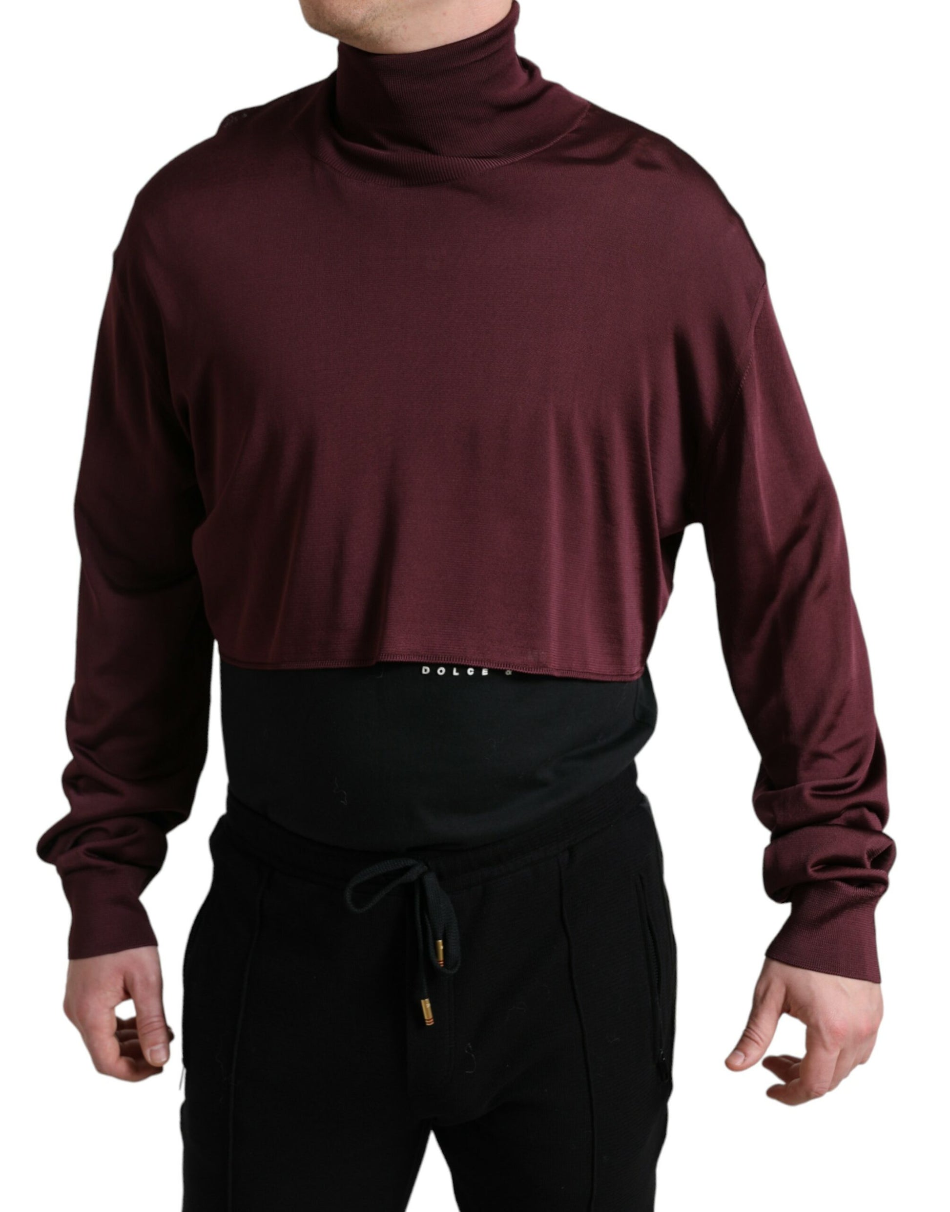 Maroon Turtleneck Viscose Sweater