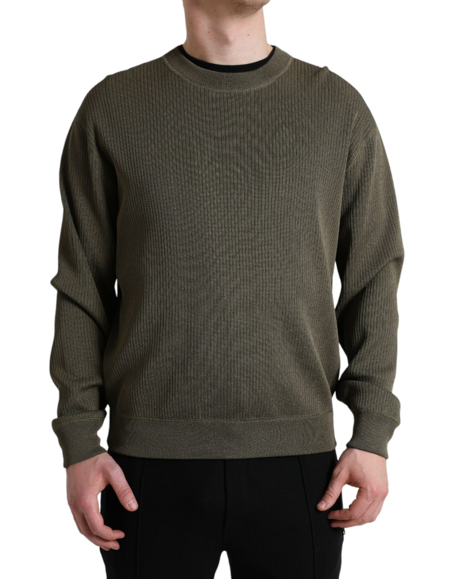 Elegant Green Crew Neck Sweater