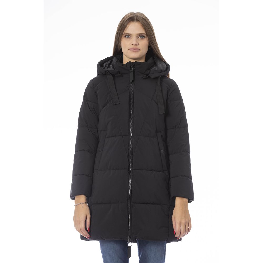 Black Polyester Women Coat