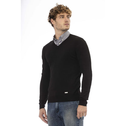 Black Wool Mens Sweater