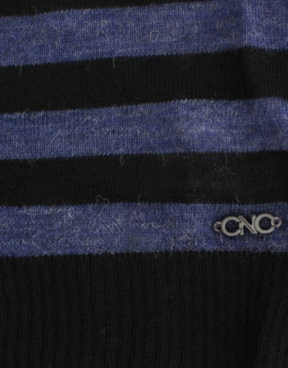 Chic Striped V-Neck Wool Blend Sweater