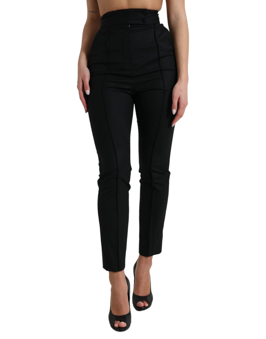 Elegant High Waist Tapered Wool Pants