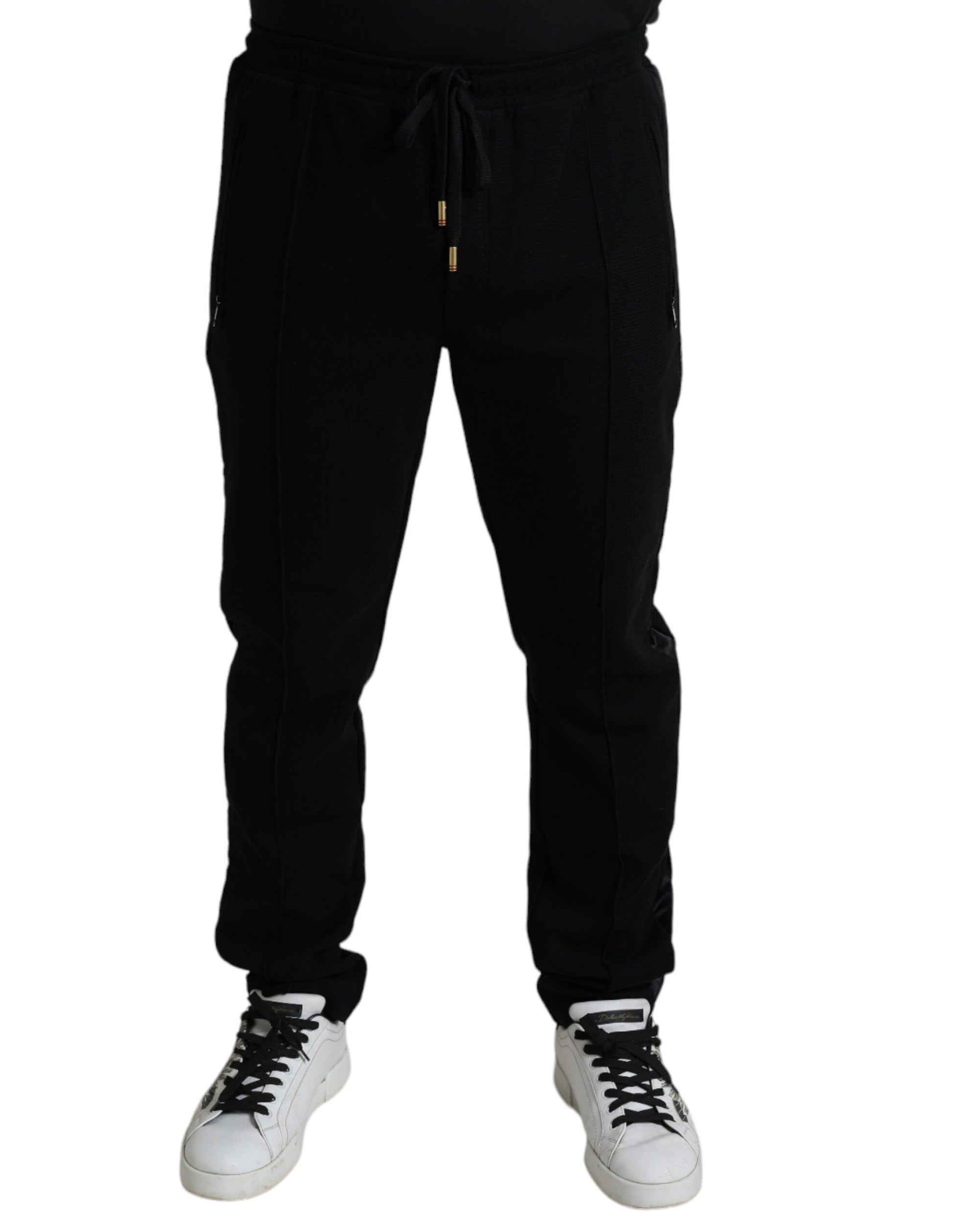 Elegant Black Cotton Blend Jogger Pants