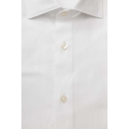 Elegant White Cotton French Collar Shirt