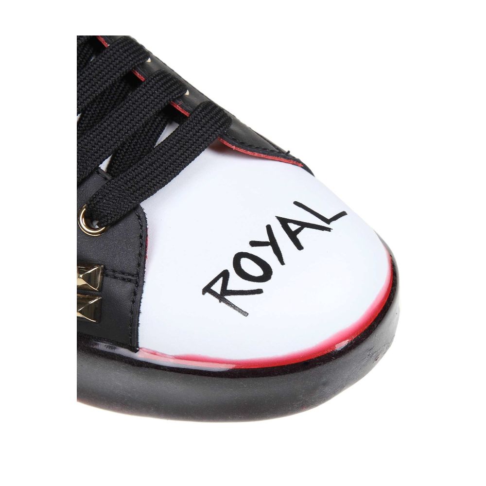 White Calfskin Women Sneaker with Heart-Shaped Rhinestone Detail