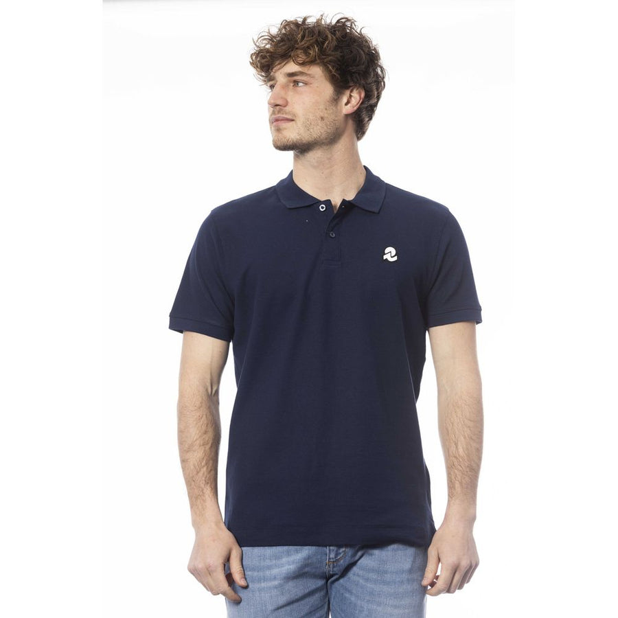 Blue Cotton Men Polo Shirt