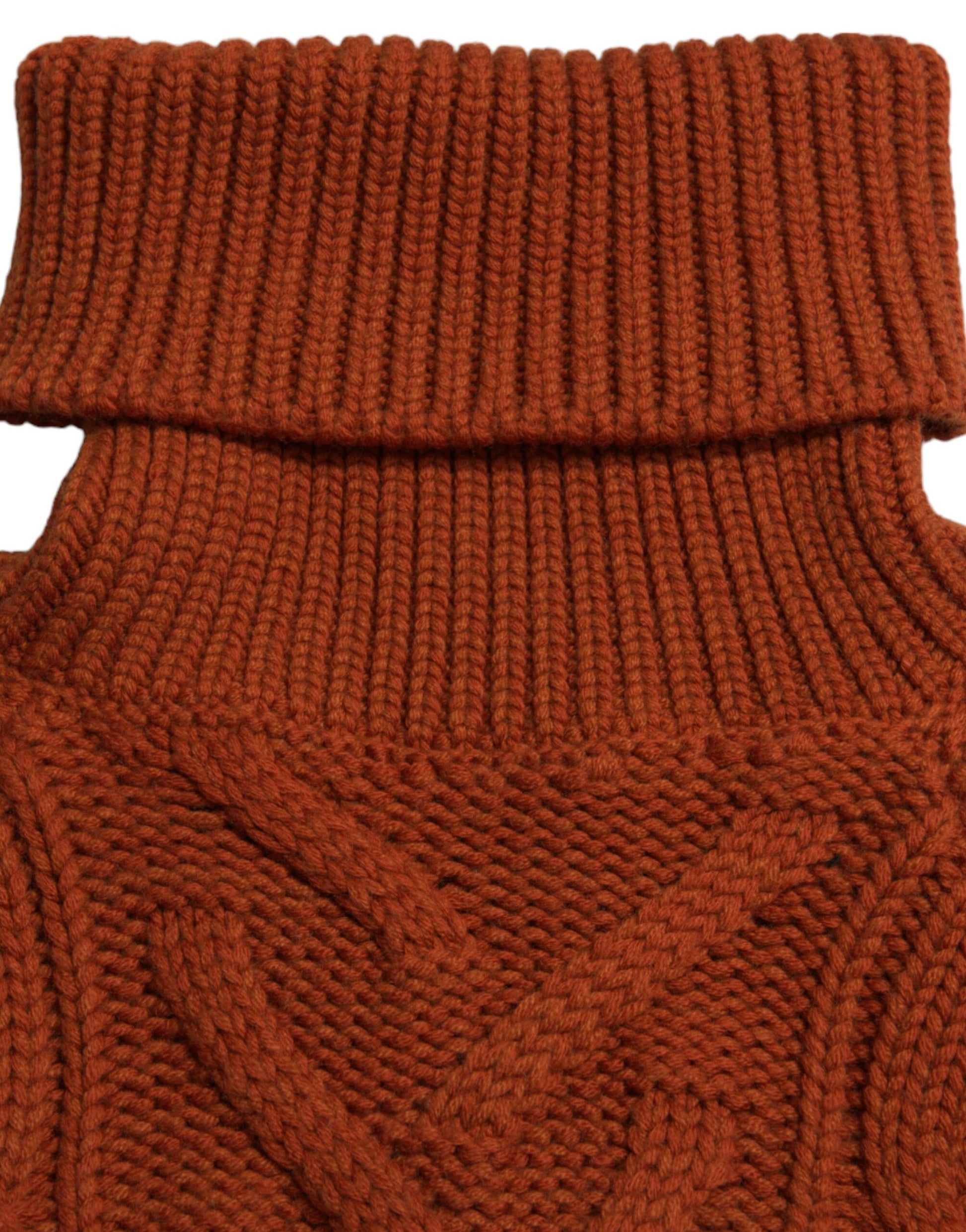 Elegant Brown Turtleneck Wool Sweater