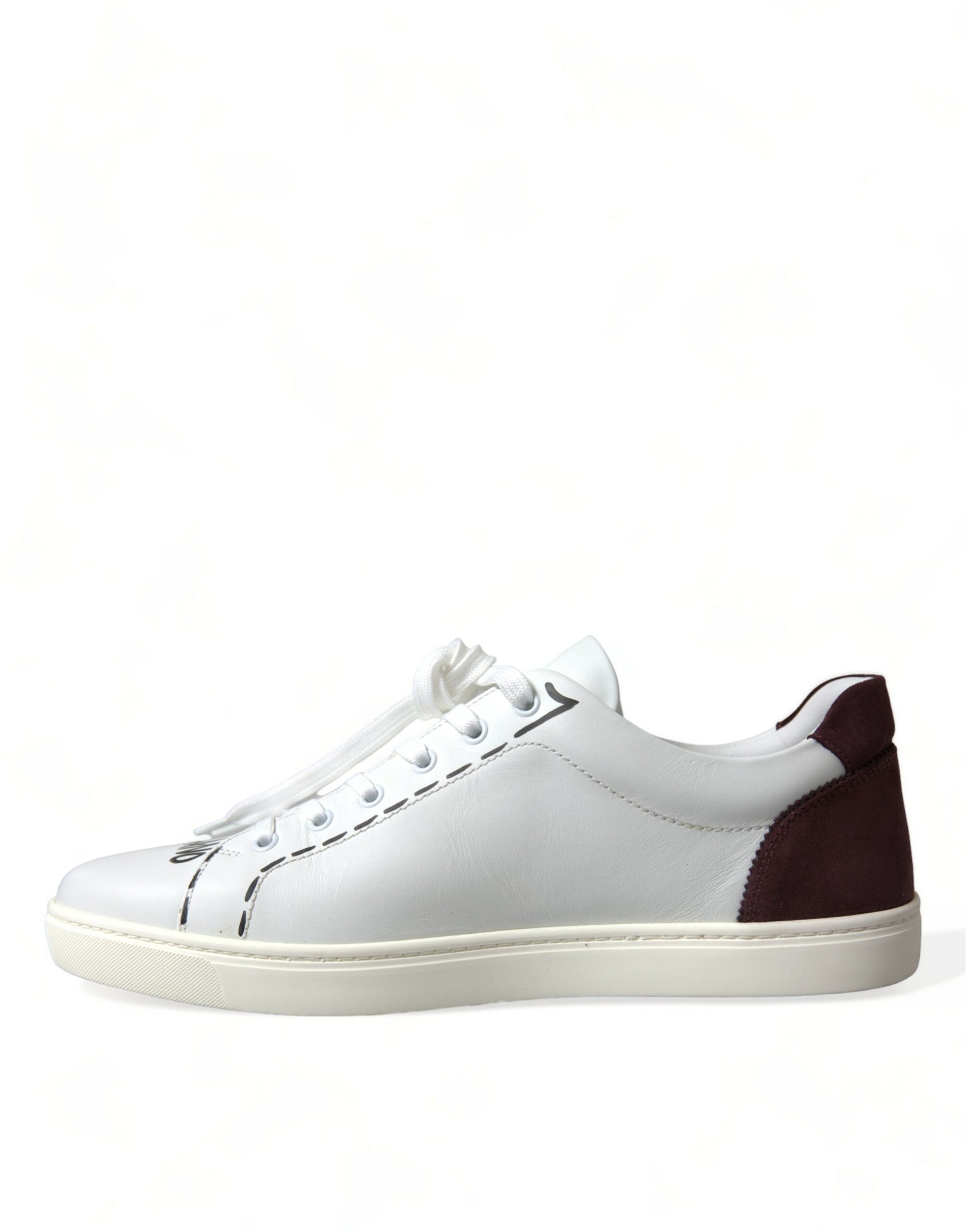 Exclusive White Bordeaux Low Top Sneakers