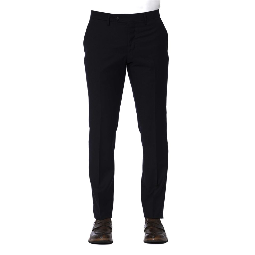 Blue Wool Men Trouser