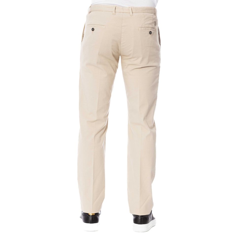 Beige Cotton Men Trouser