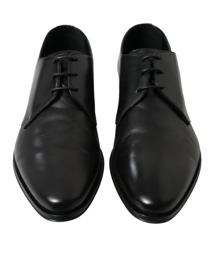 Elegant Black Leather Derby Dress Shoes