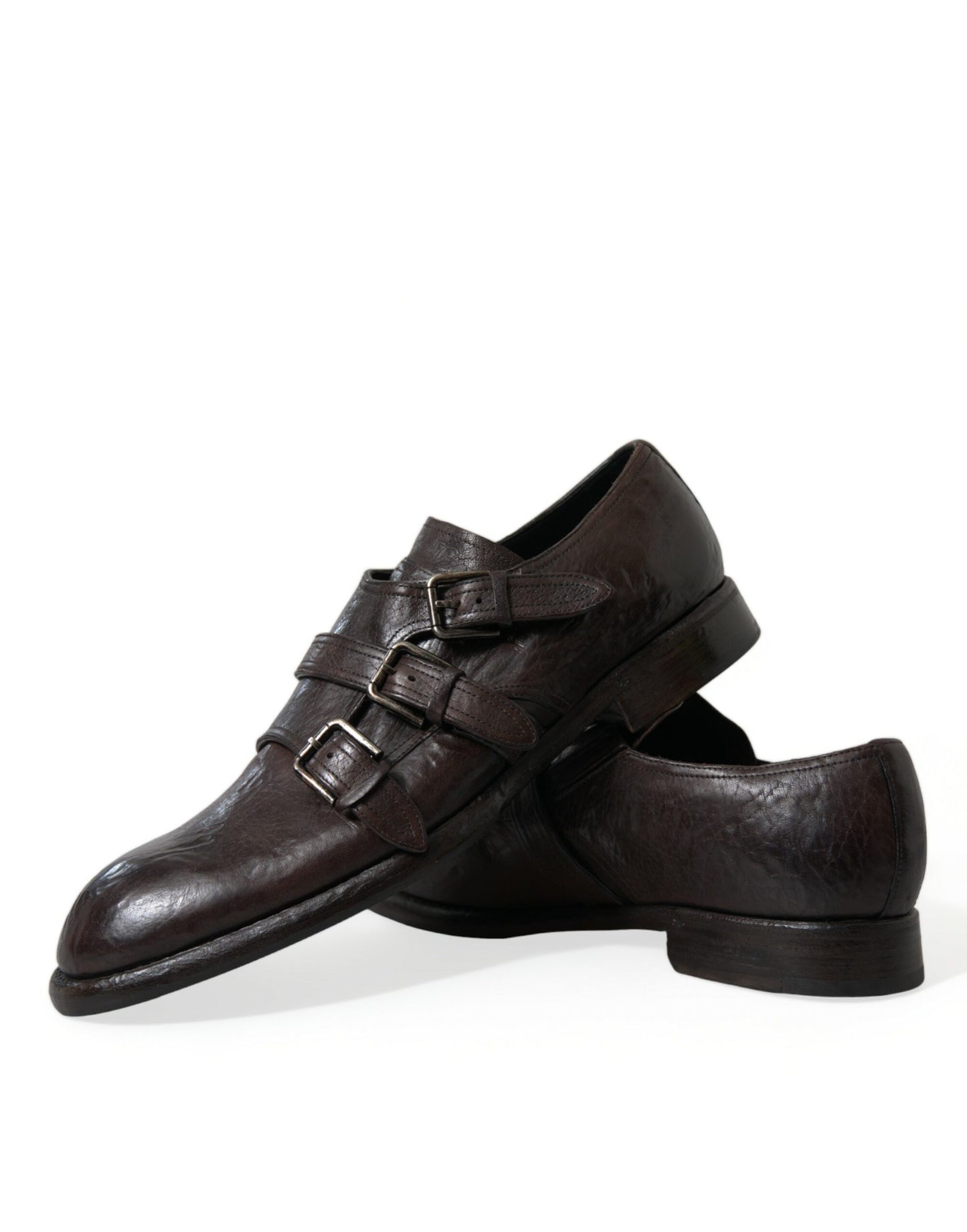 Elegant Triple Buckle Leather Dress Shoes