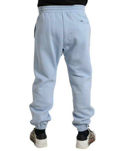 Elegant Light Blue Cotton Blend Joggers