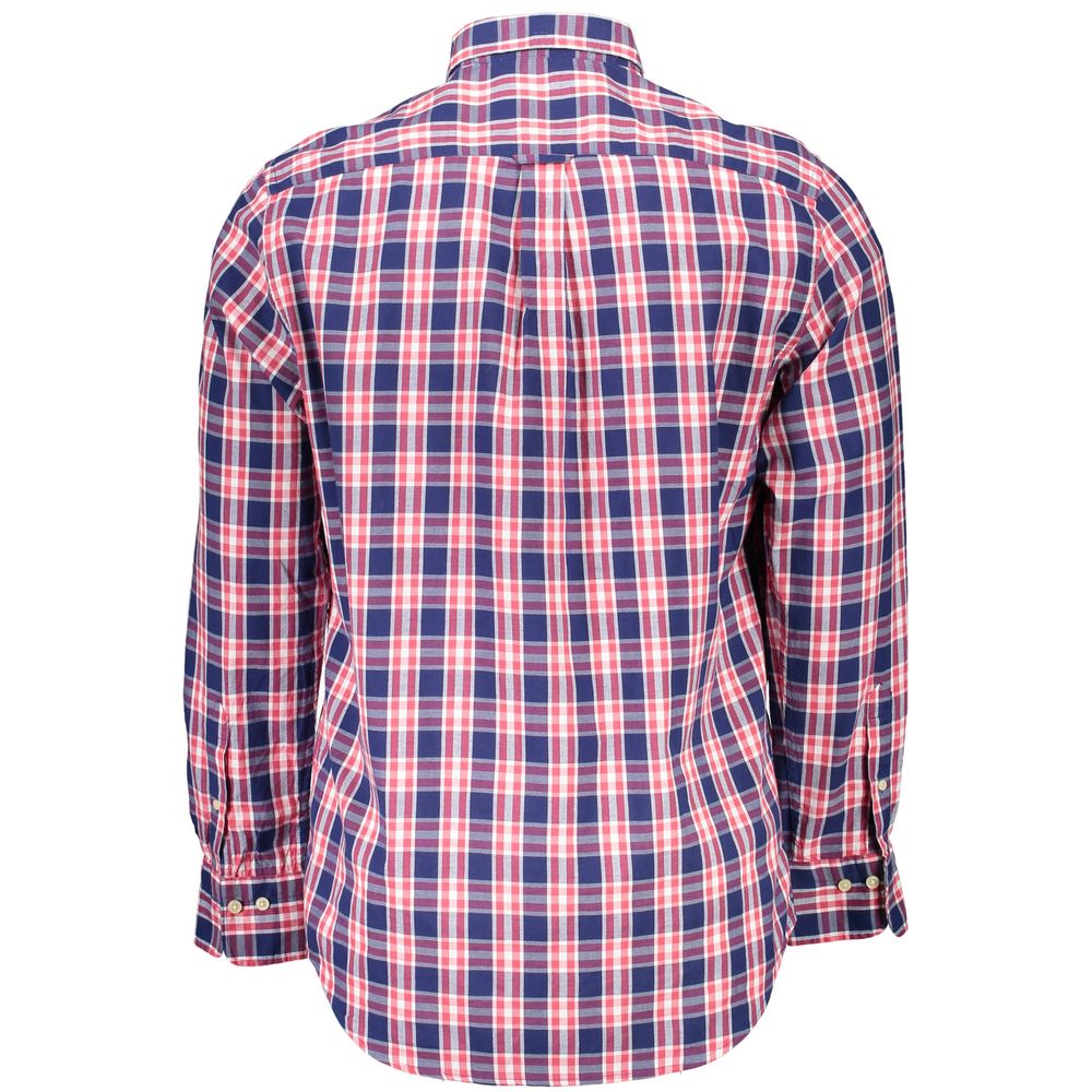 Casual Blue Cotton Shirt with Button-Down Collar