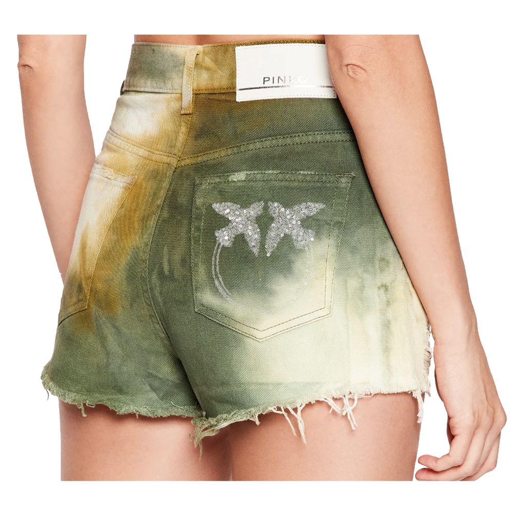 Green Cotton Women Shorts