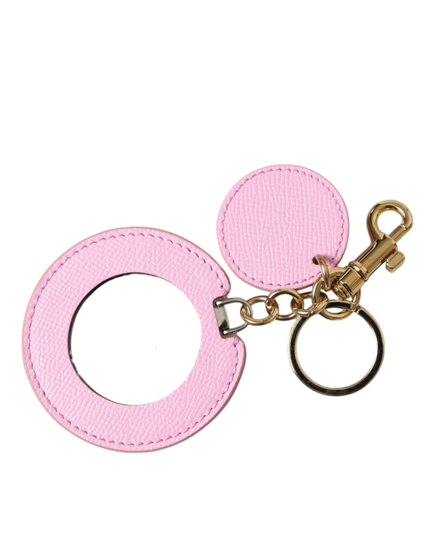 Elegant Pink Gold Leather Keychain