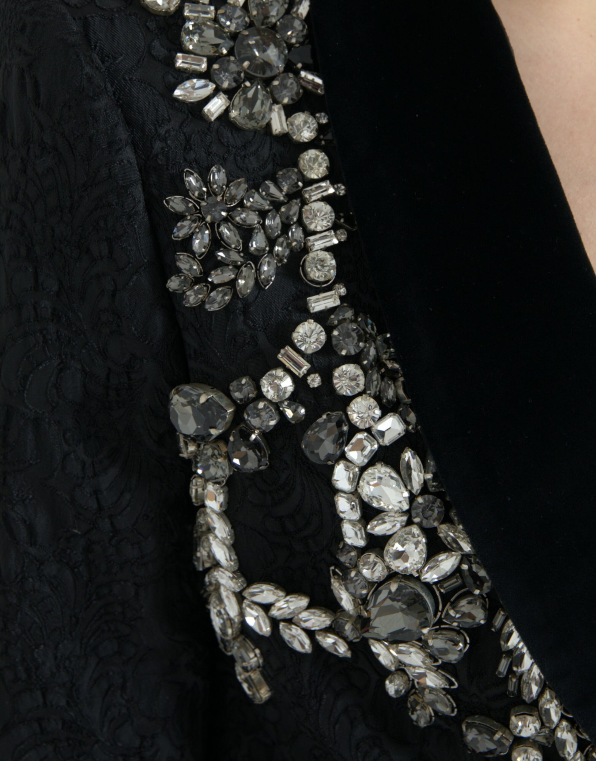 Elegant Embellished Black Overcoat Jacket