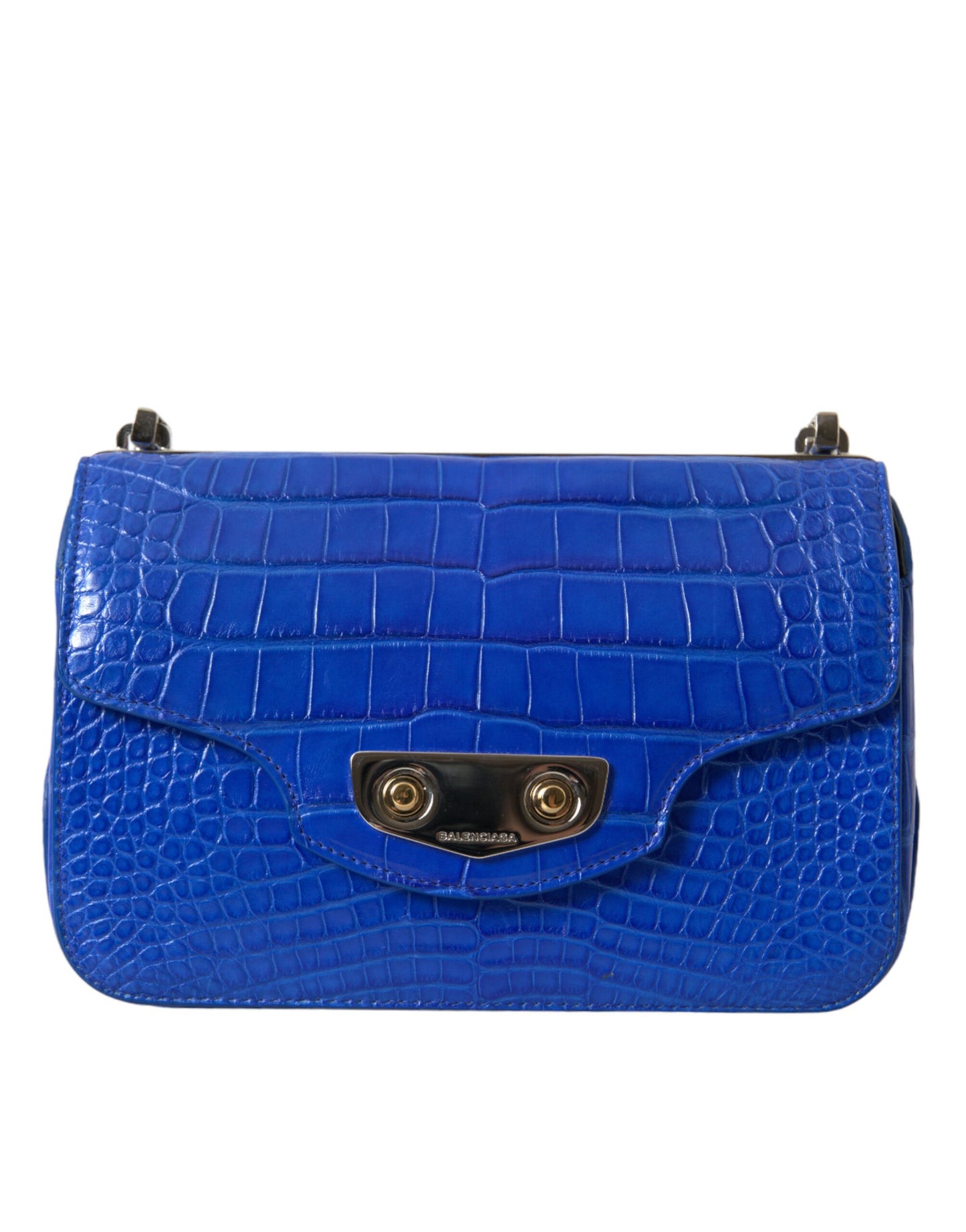 Alligator Skin Mini Shoulder Bag - Elegant Blue