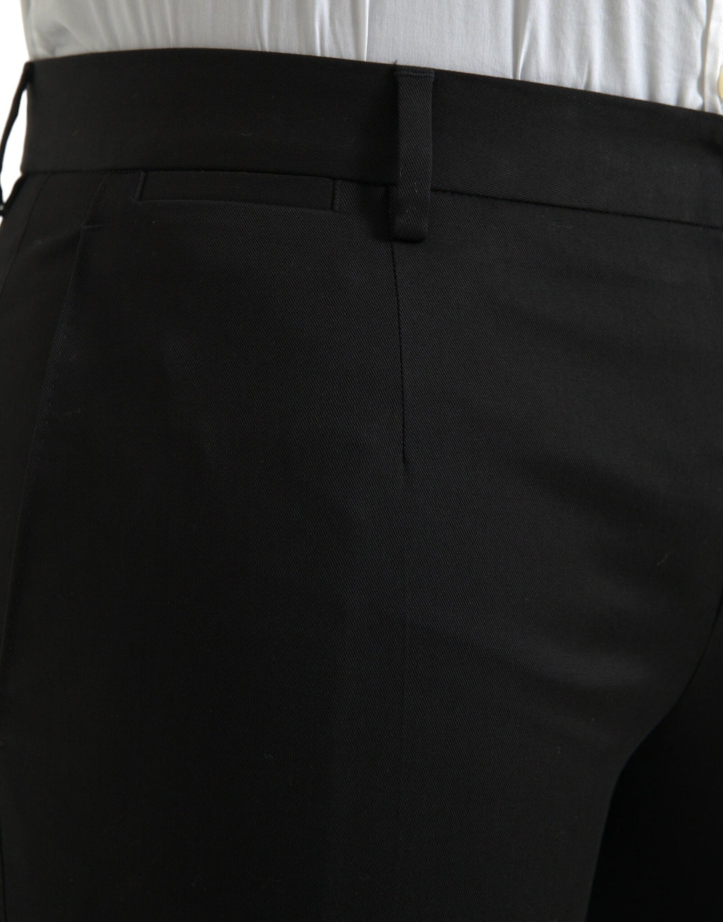 Black Cotton Stretch Skinny Dress Pants