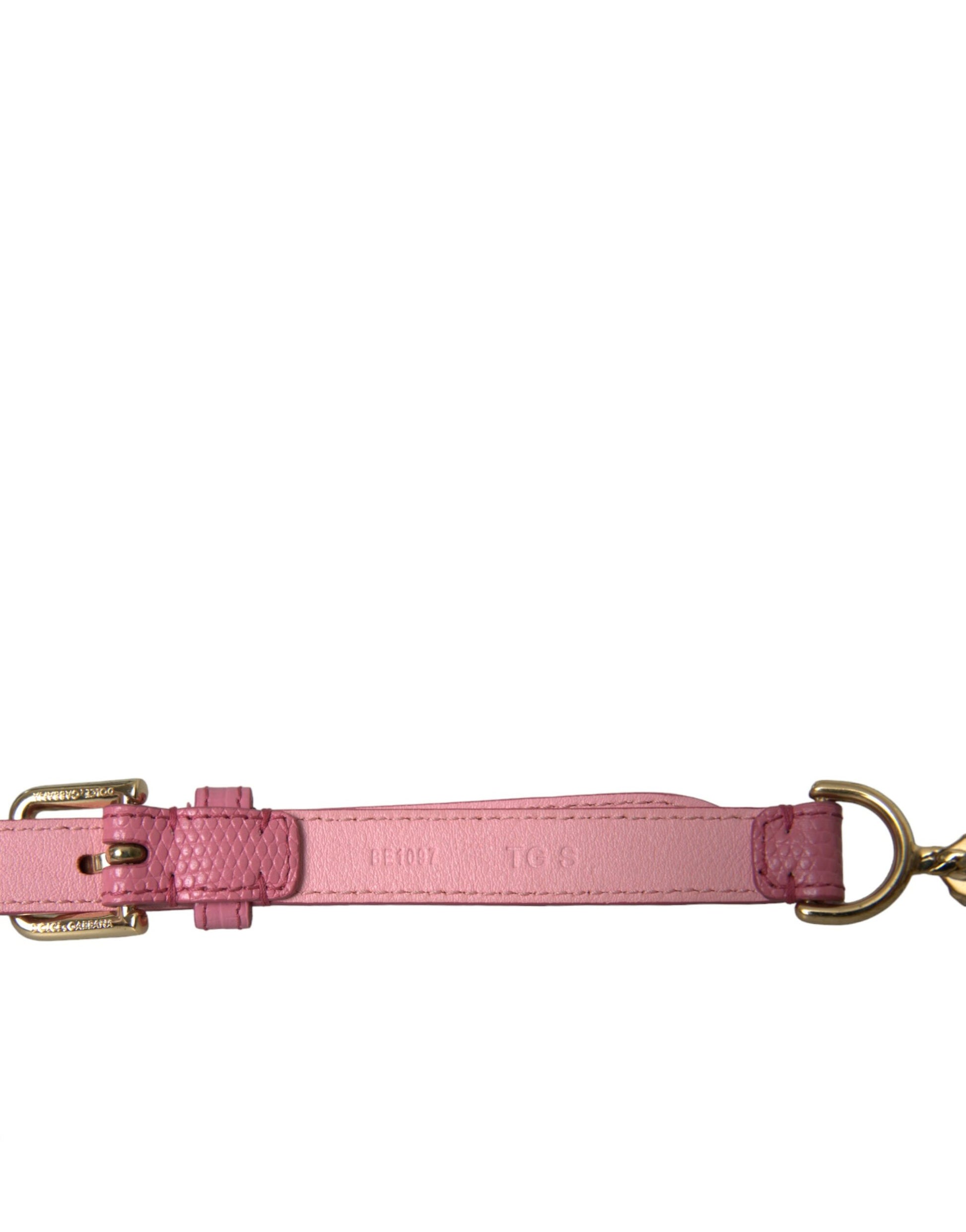 Pink Leather Crystal Chain Embellished Belt