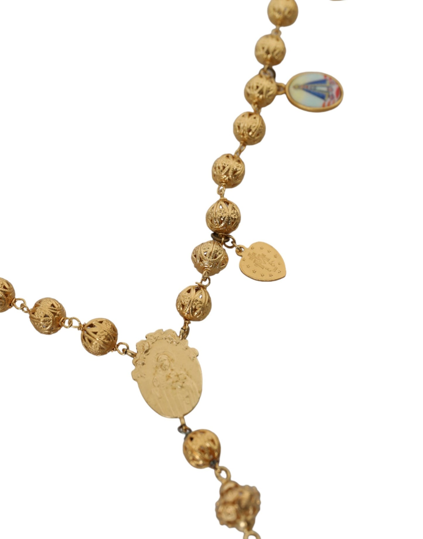 Gold Tone Chain Brass Beaded Statement Sicily Necklace