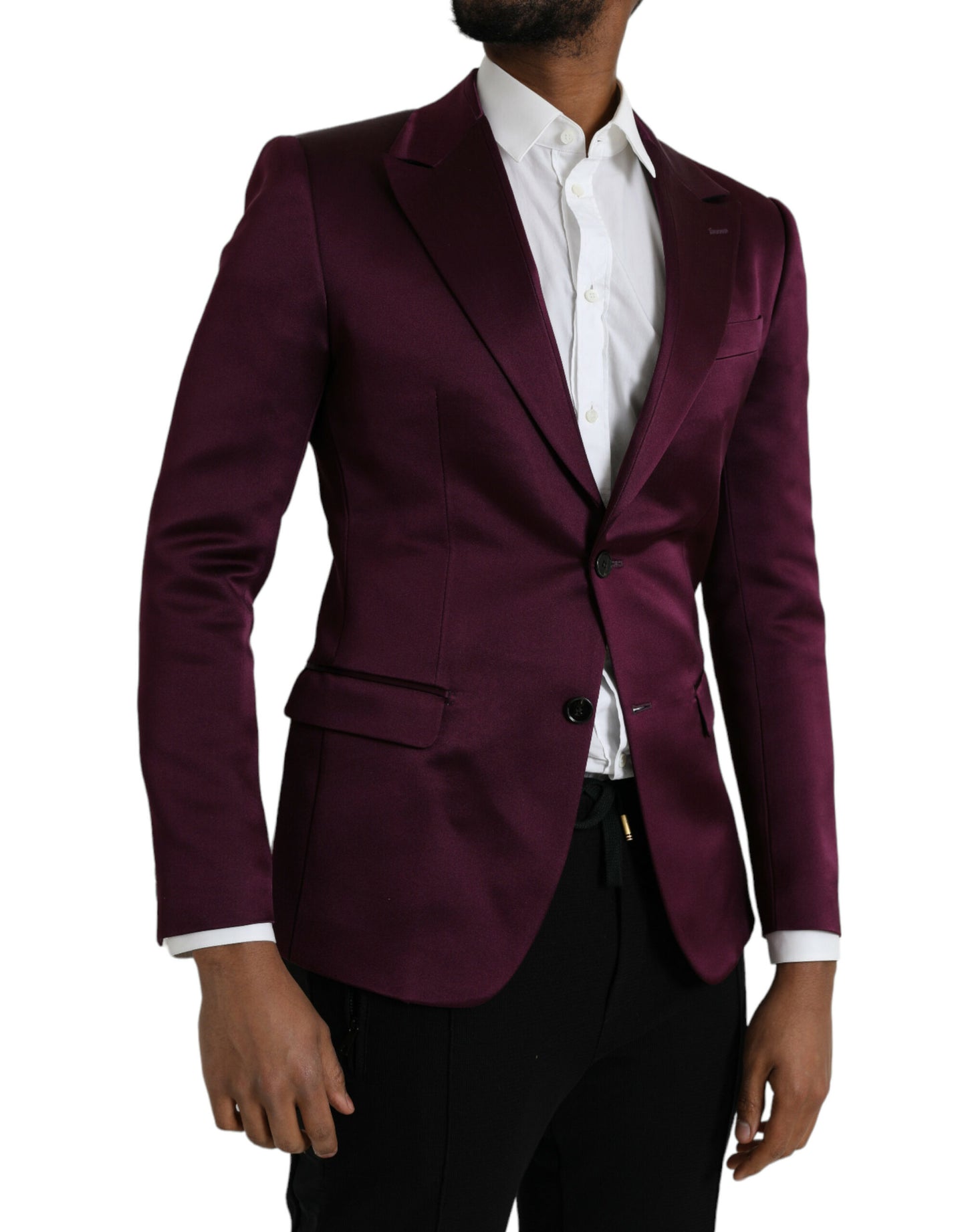 Maroon Silk Single Breasted Coat Blazer