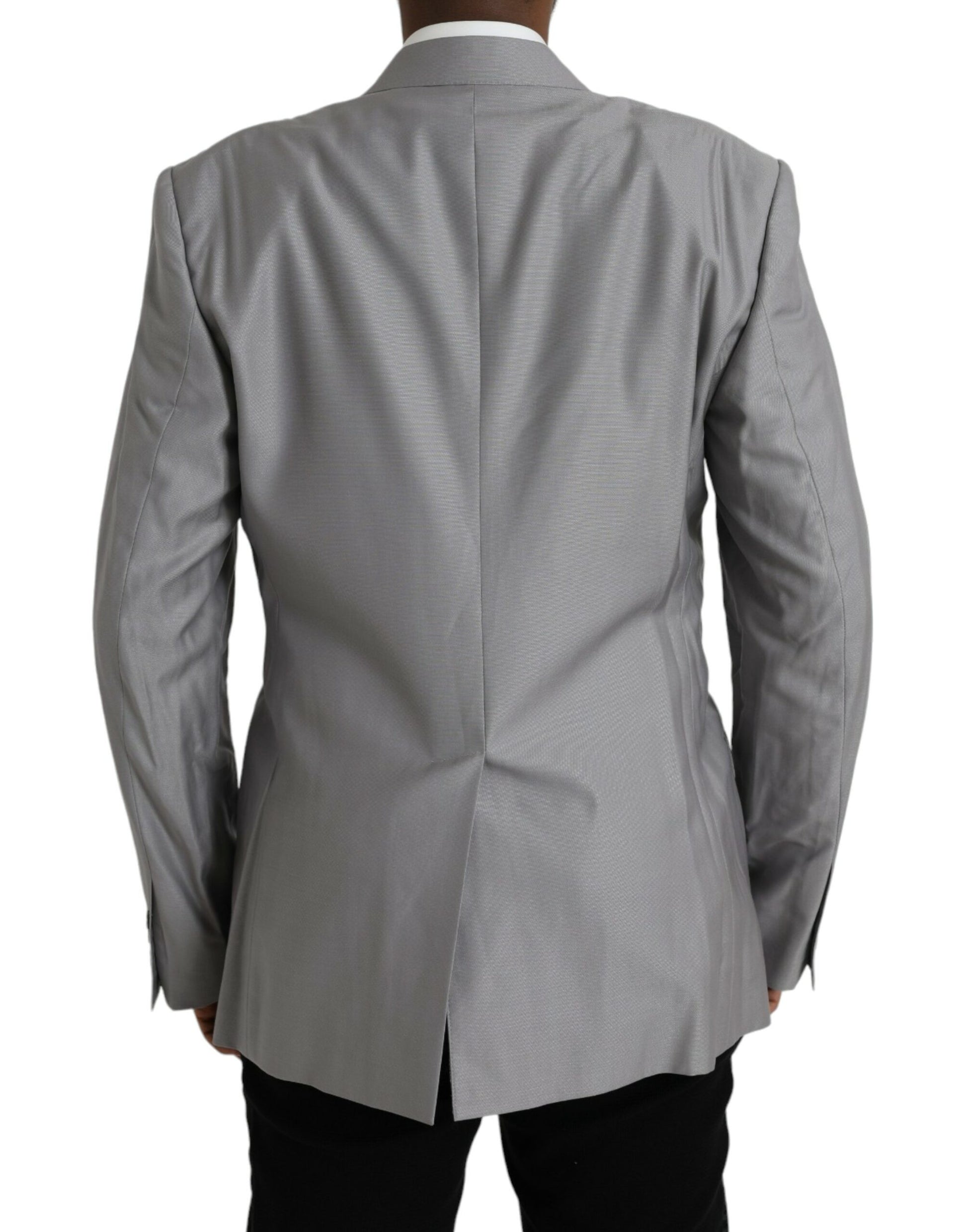 Gray Wool Peak Single Breasted Coat Blazer