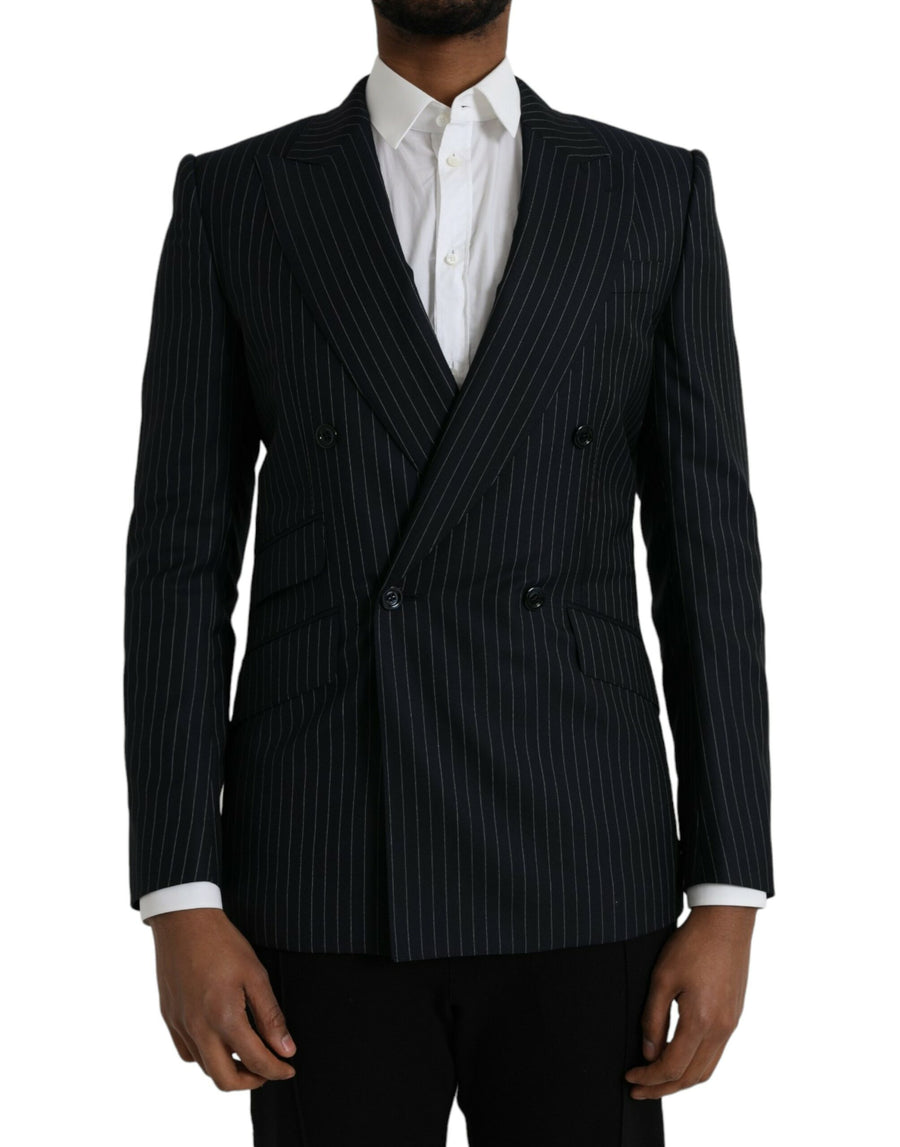 Black Stripe SICILIA Double Breasted Coat Blazer