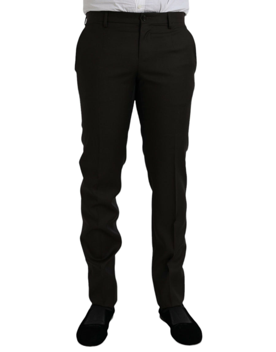 Dark Brown Wool Slim Fit Formal Pants