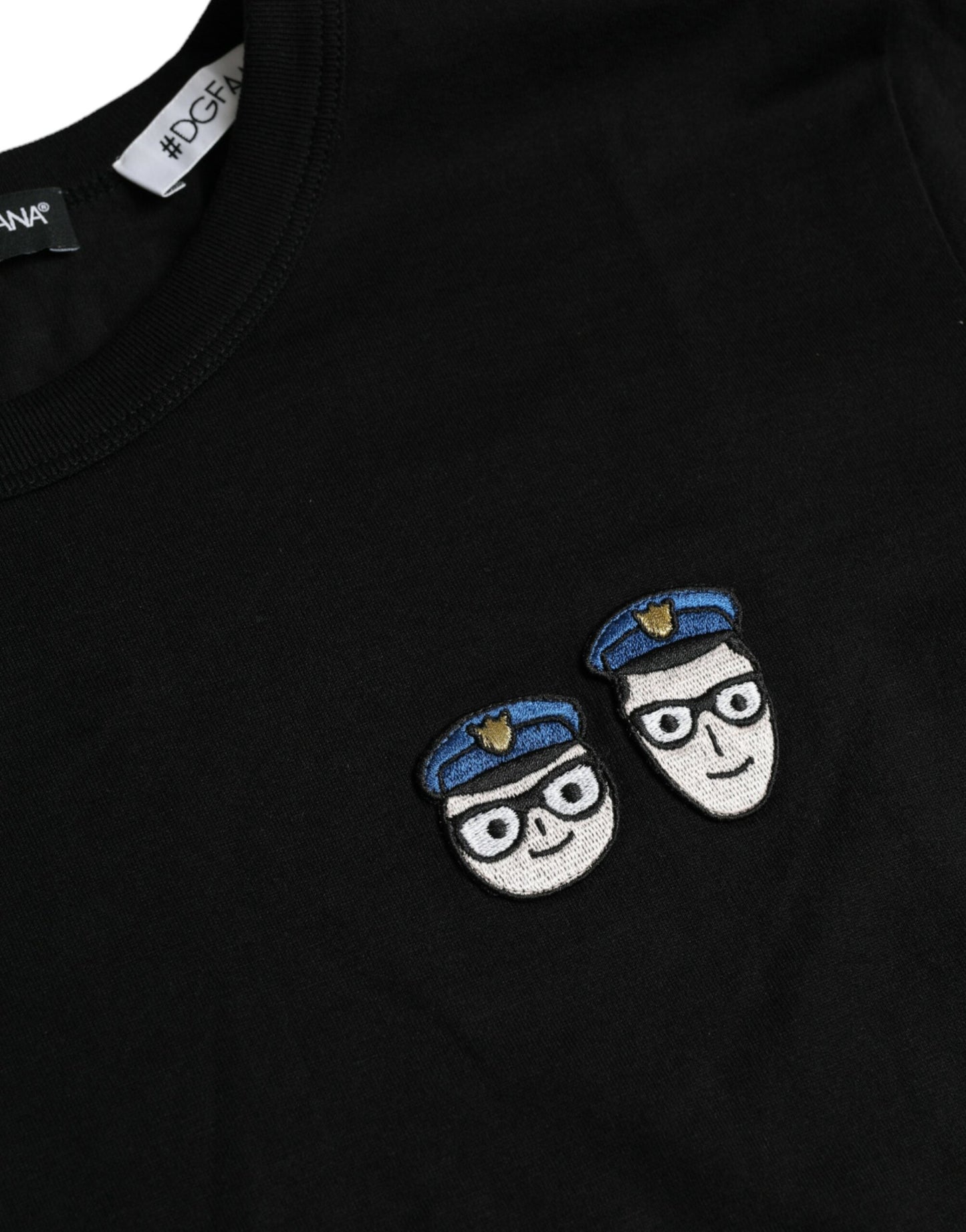 Black #DGFamily Cotton Crew Neck T-shirt