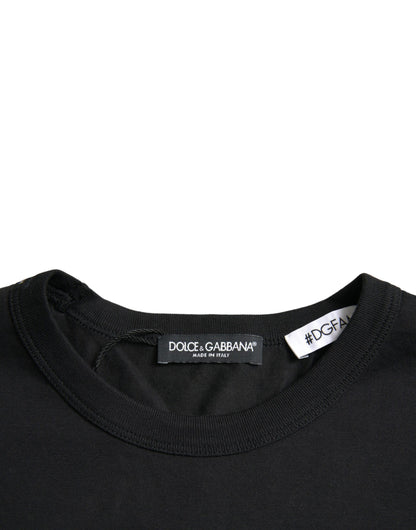 Black #DGFamily Cotton Crew Neck T-shirt