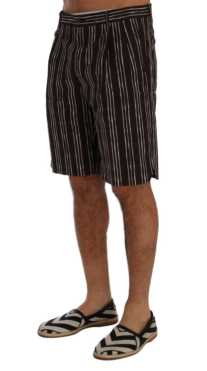 Bordeaux Striped Cotton Knee High Shorts