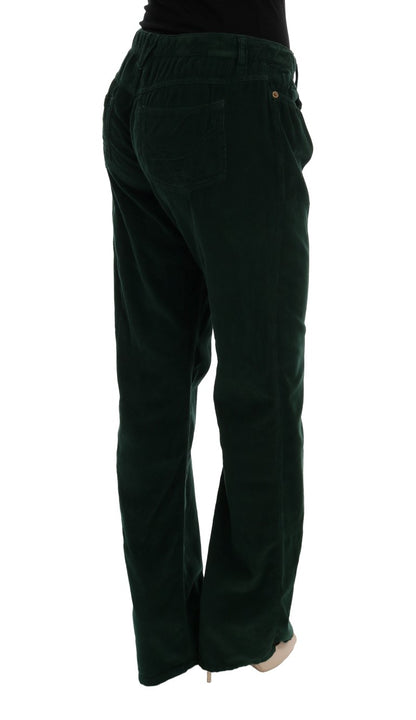 Elegant Green Cotton Blend Trousers