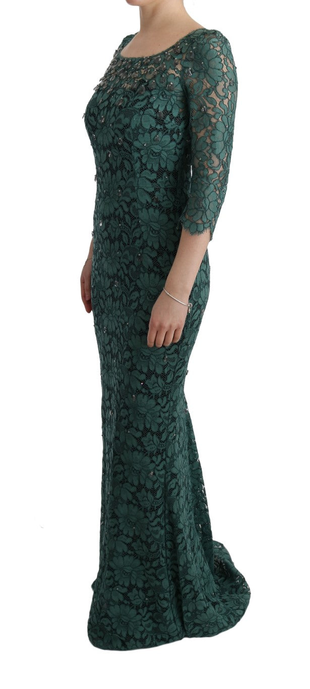 Elegant Green Crystal Embellished Sheath Dress