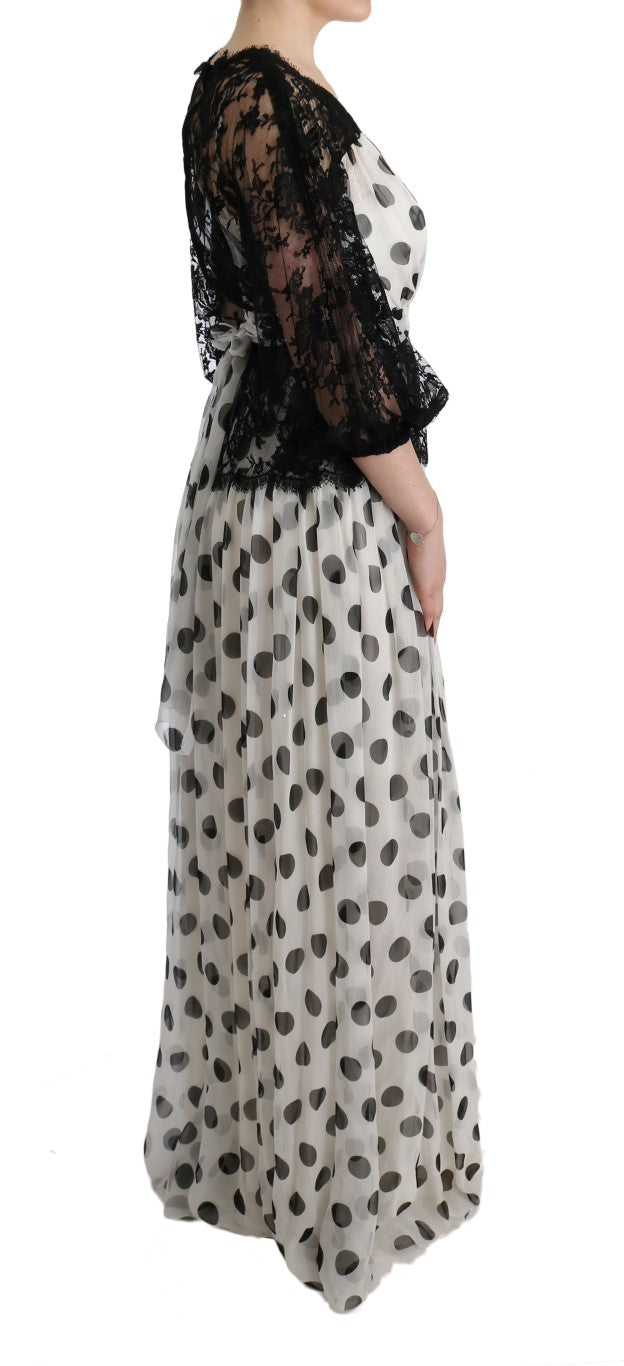 Elegant Polka Dotted Full Length Gown