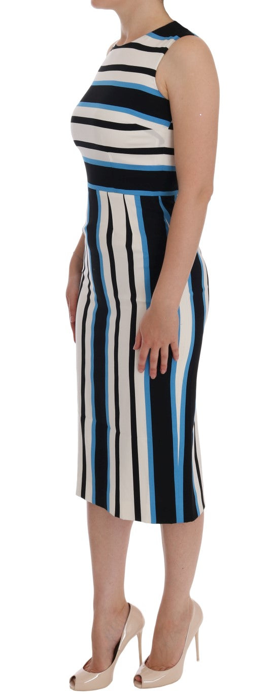 Chic Striped Silk Sheath Dress