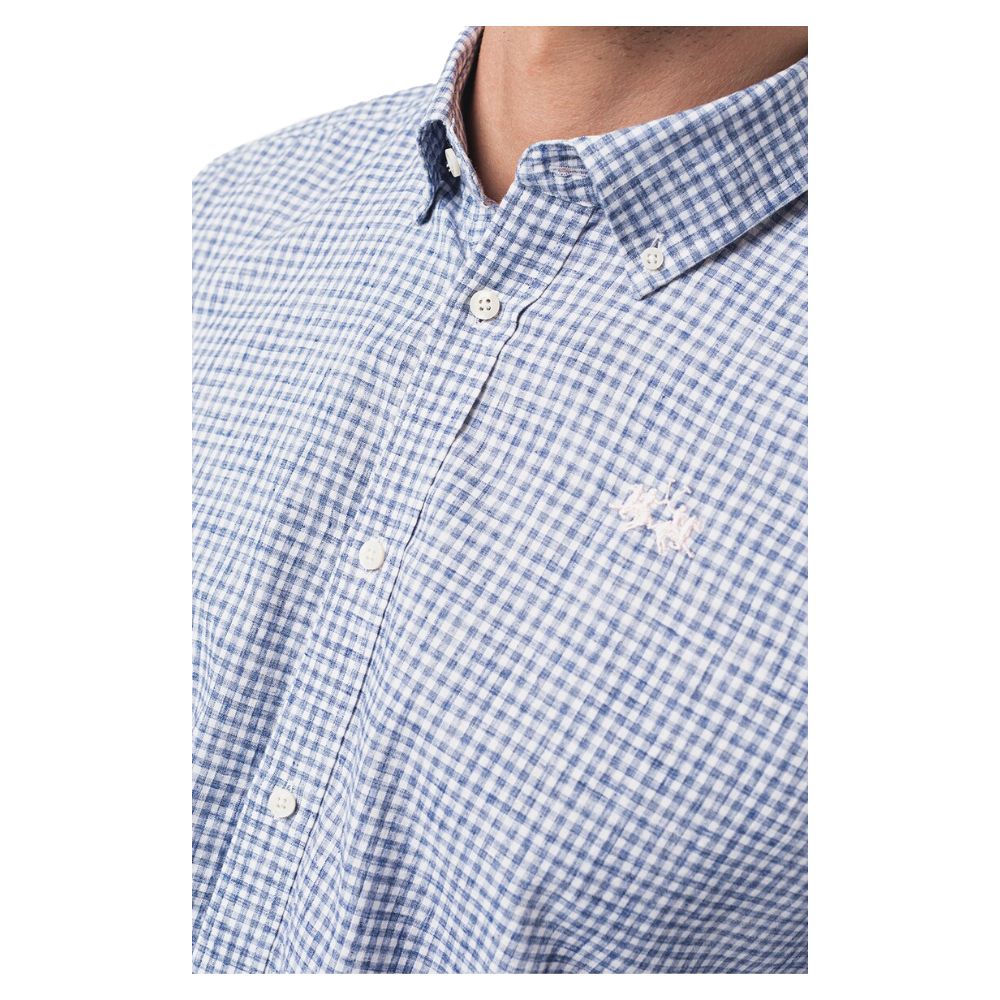 Elegant Checkered Cotton Shirt with Embroidered Logo