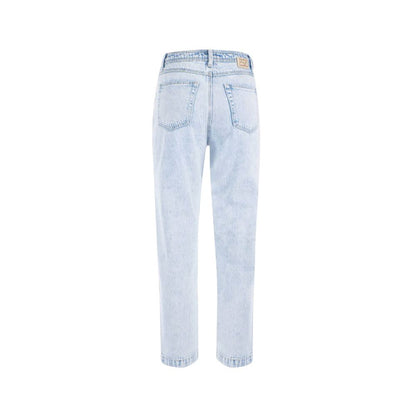 Light Blue Cotton Women High-Waisted Jean