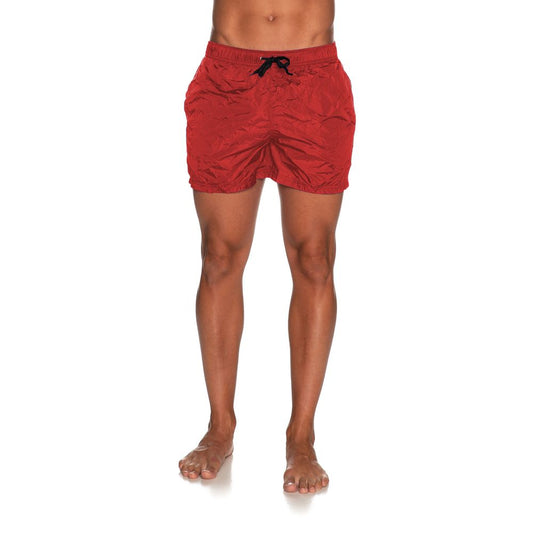 Red Nylon Men's Swim Short