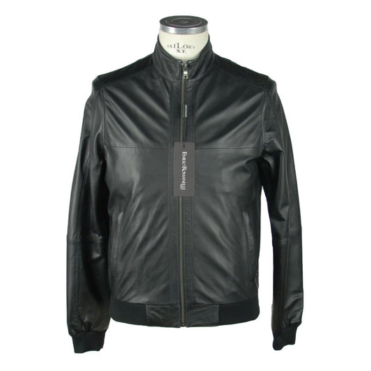 Sleek Black Leather Jacket For Men